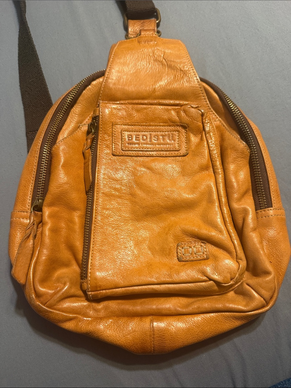 BED|STU Cognac Leather Sling Bag with Brown Strap - Picture 2 of 4